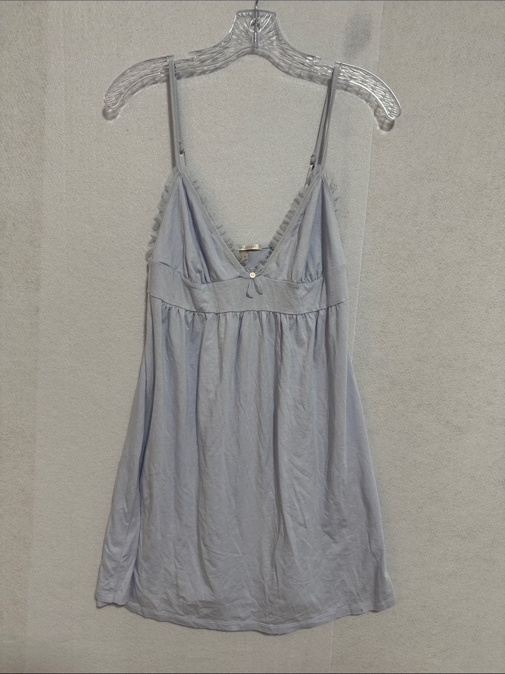 Victoria's Secret Light Blue Spaghetti Strap Baby Doll Lace Trim Chemise